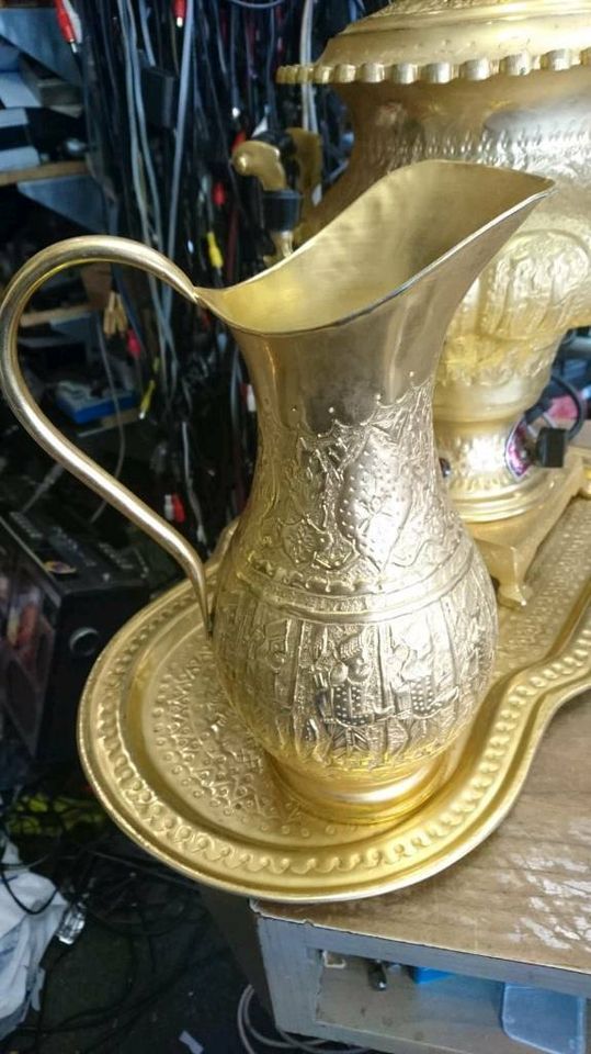 Iranischer Samowar, handgefertigt, goldfarben, elektrisch, TOLL