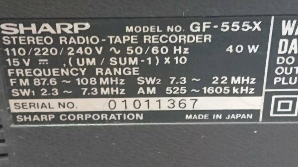 SHARP GF-555X, Radio-Doppelcassetten-Recorder, etwas DEFEKT!