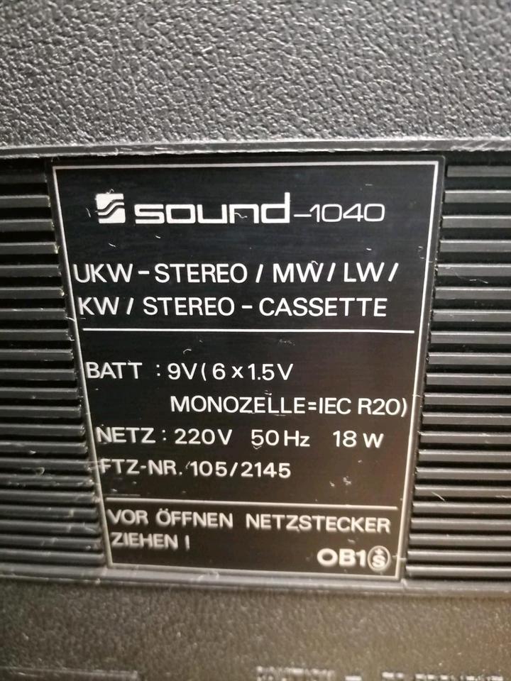 SOUND-1040 Stereo, Radio-Cassetten-Recorder, SELTEN!!!