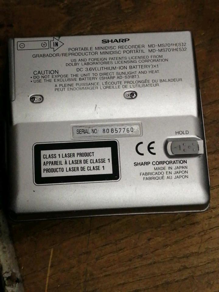 SHARP MD-MS701H, portabler Mini-Disc Recorder, DEFEKT!!!