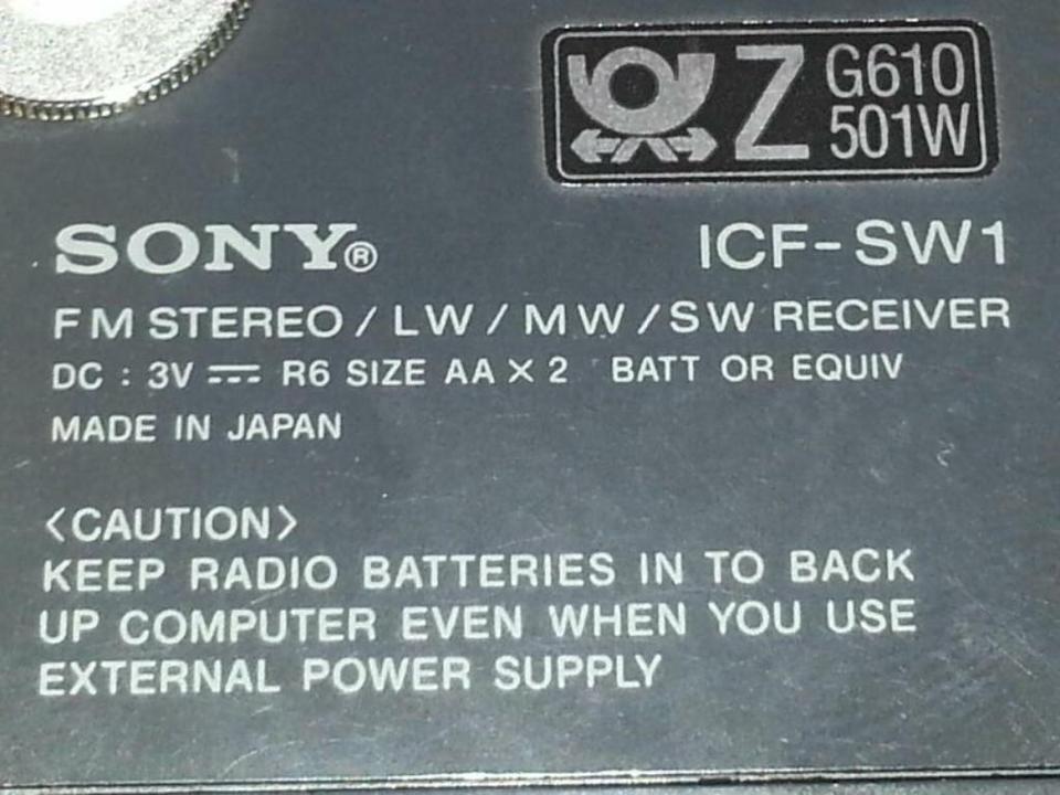 SONY ICF-SW1; FM Stereo/LW/SW/MW Receiver, sehr guter Zustand!