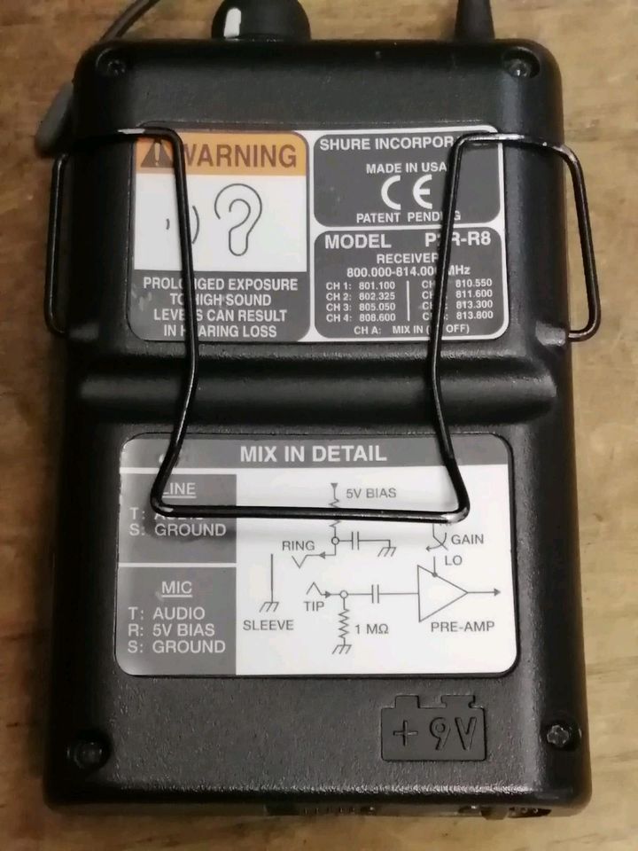 SHURE P2R-R8 Empfänger + Kopfhörer PAT. NO. 488.460  XXXXXXXX