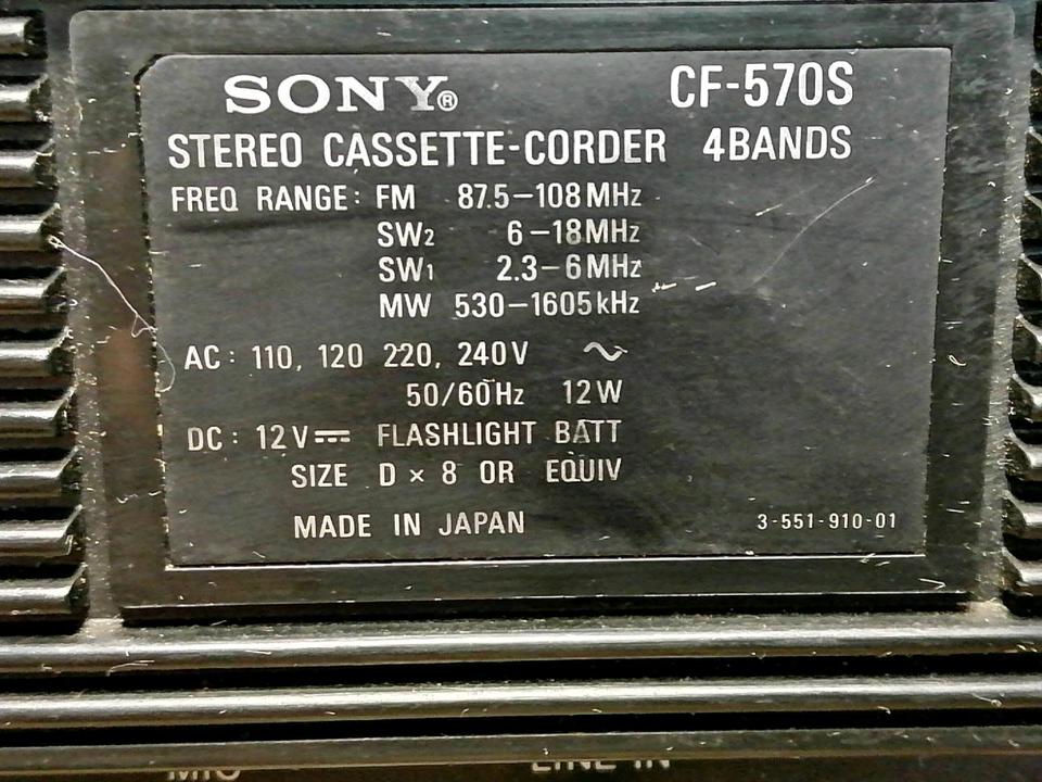 SONY CF-570S, Stereo Cassette-Corder 4 Bands, etwas DEFEKT!!