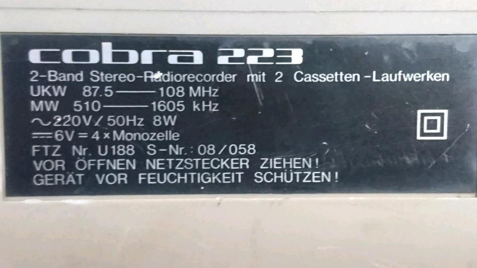 COBRA 223, Doppelcassetten-Radio-Recorderer