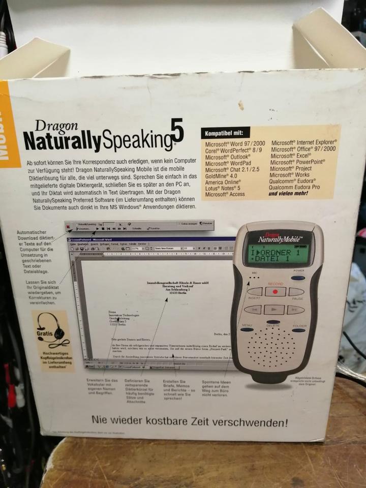 DRAGON Naturally Speaking 5, mobiles Diktiergerät, mit Zubehör!!!