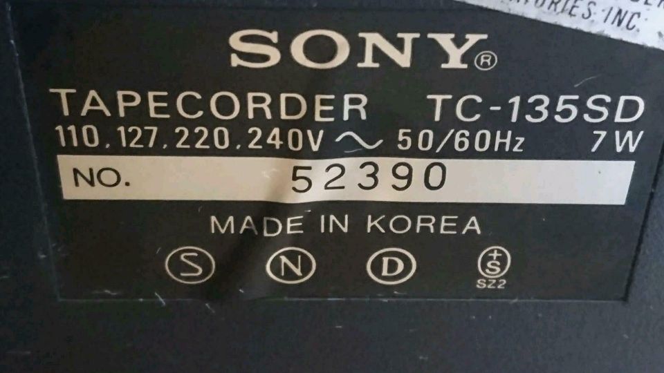 SONY TC-135SD Stereo Cassette-Corder, DEFEKT!!