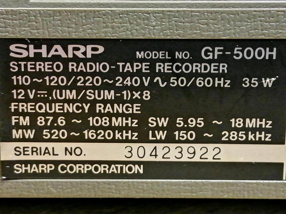 SHARP GF-500H, Radio-Cassetten-Recorder, etwas DEFEKT!!!