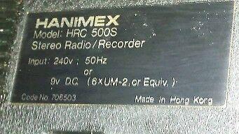 HANIMEX HRC 500S, Stereo Radio-Cassetten-Recorder