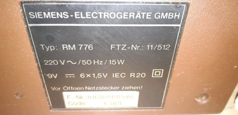 SIEMENS RM 776, Doppelcassetten-Recorder