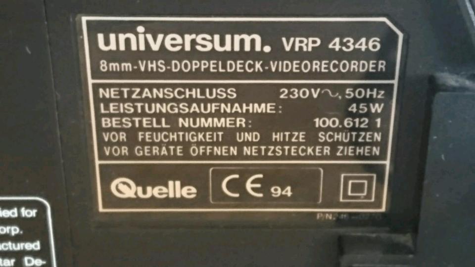 UNIVERSUM VRP 4346, Doppeldeck-Videorecorder, Video 8+Hi8, DEFEKT