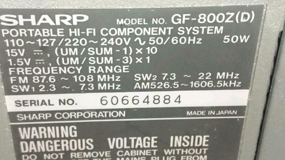 SHARP GF-800Z(D), Doppel-Radiocassetten-Recorder, etwas DEFEKT!