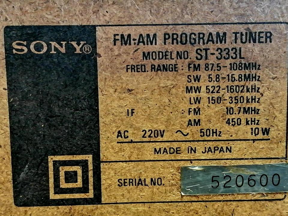 SONY ST-333L, FM-AM Tuner!!!