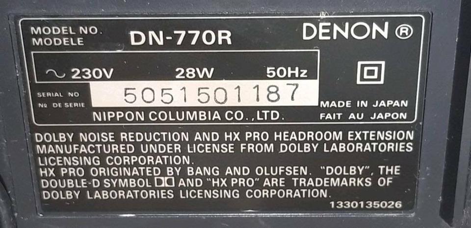 DENON DN-770R, Doppelcassetten-Deck, rechte Cassettenklappe fehlt