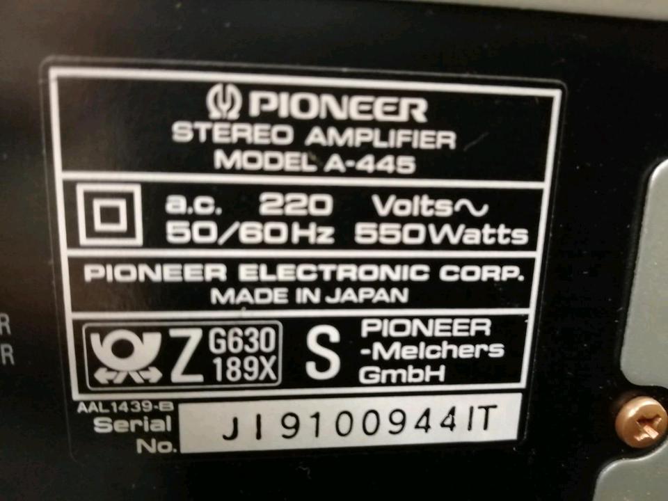 PIONEER Amplifier A-445, Tuner F-656 und CD-Player PD-4300!