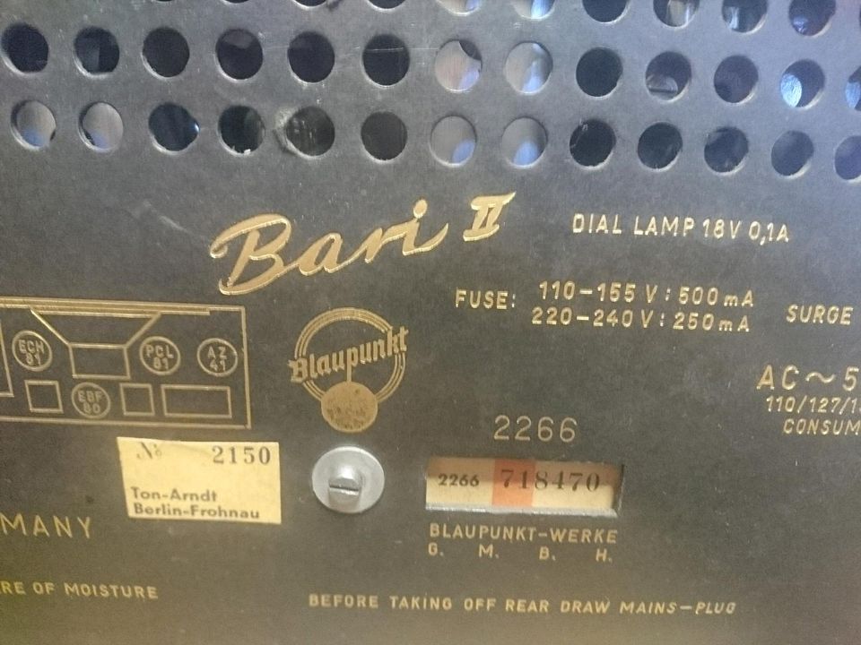 BLAUPUNKT BARI II, Röhrenradio