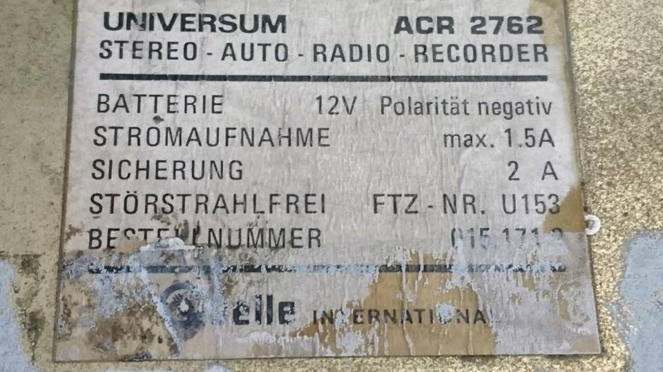 UNIVERSUM ACR 2762, Stereo Auto-Radio-recorder/Auto-Radio