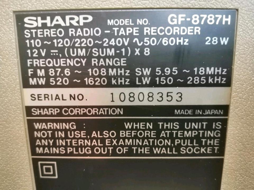 SHARP GF-8787H, Stereo Radio-Tape Recorder, DEFEKT!!!