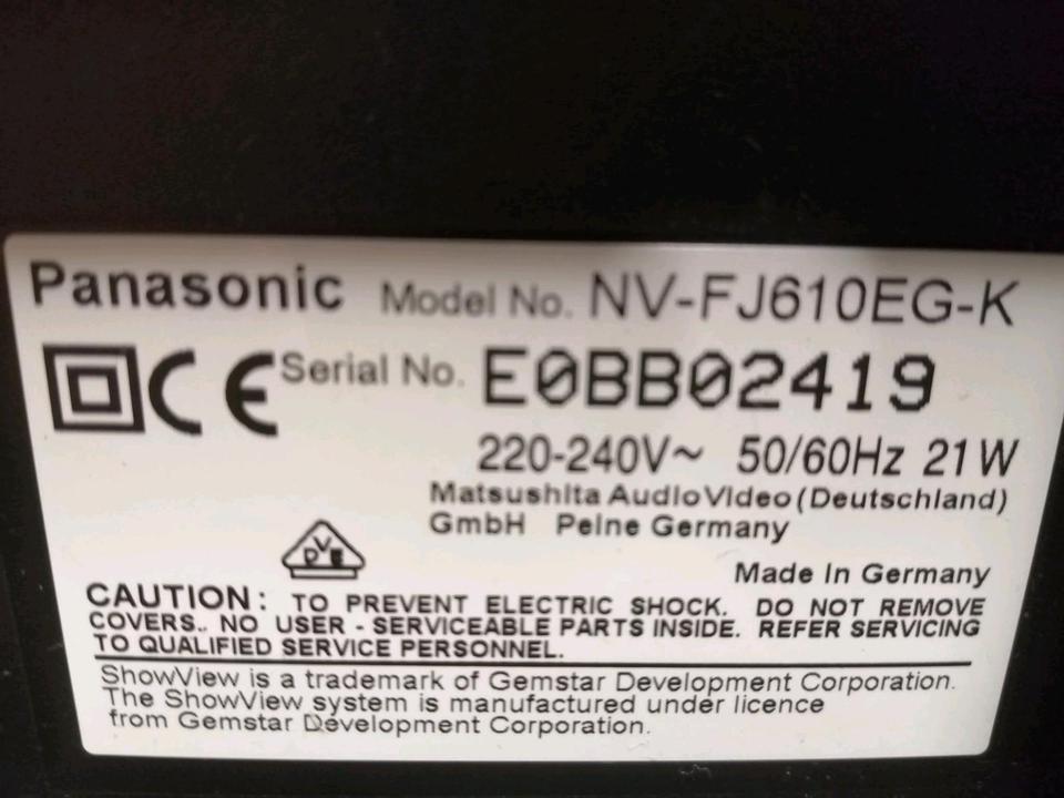PANASONIC NV-FJ610EG-K, Videocassettenrecorder, guter Zustand!!