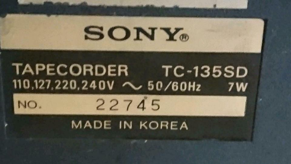 SONY TC-135 SD Tapecorder/Cassettenrecorder