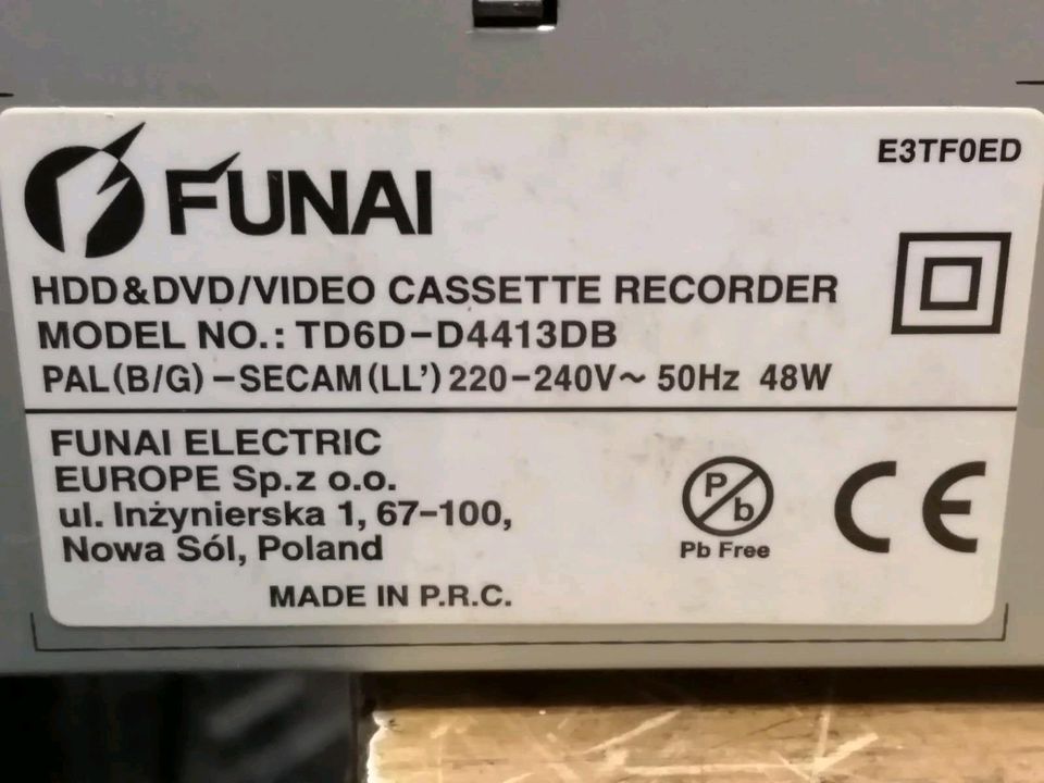 FUNAI TD6D D4413, HDD/DVD/V Videorecorder!!