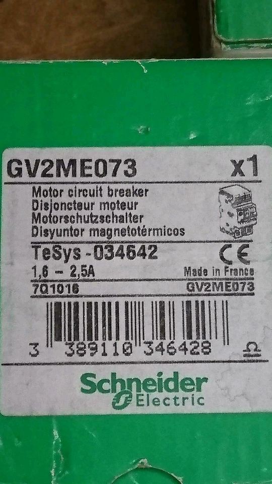 3 neue SCHNEIDER ELECTRIC GV2ME073, Motorschutzschalter NEU & OVP