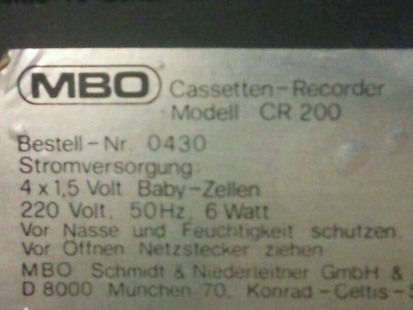 Cassetten-Recorder MBO CR, tolles Gerät!