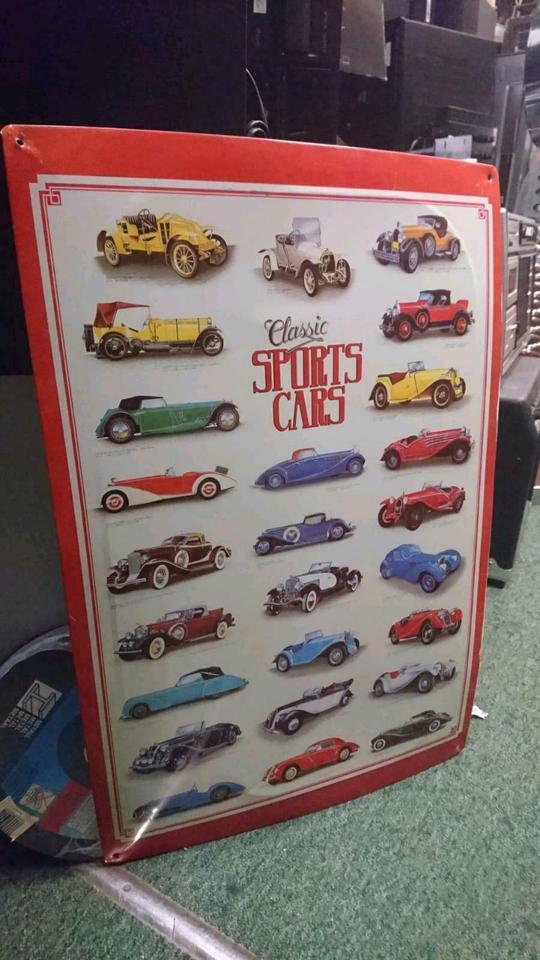 Metall-Schild: CLASSIC "SPORTS CARS", guter Zustand!