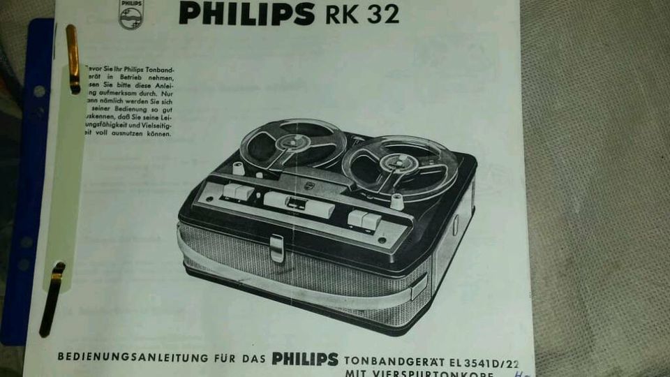 PHILIPS RK 32; Tonbandgerät mit Beschreibung!! Guter Zustand!