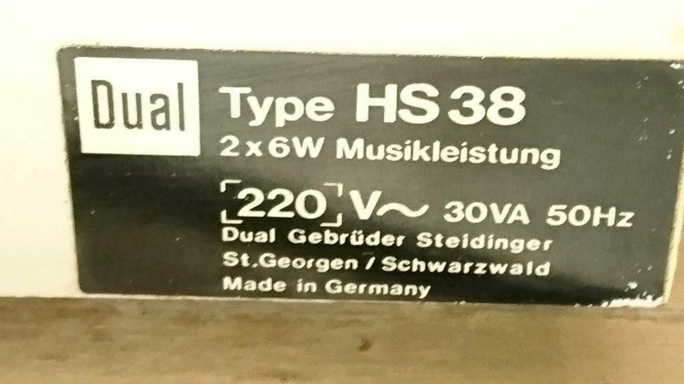 DUAL HS 38, Plattenspieler ohne Nadel, DEFEKT!!