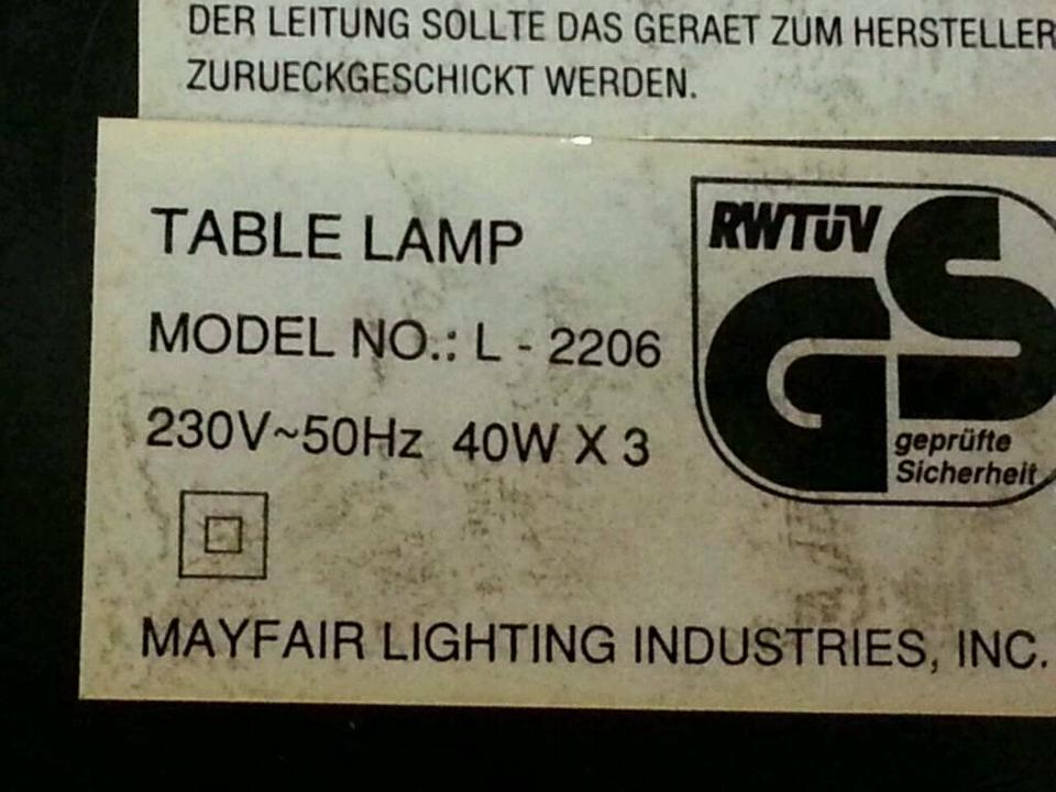 Schöne Tischlampe L-2006; 3flammig; bedrucktes Glas!