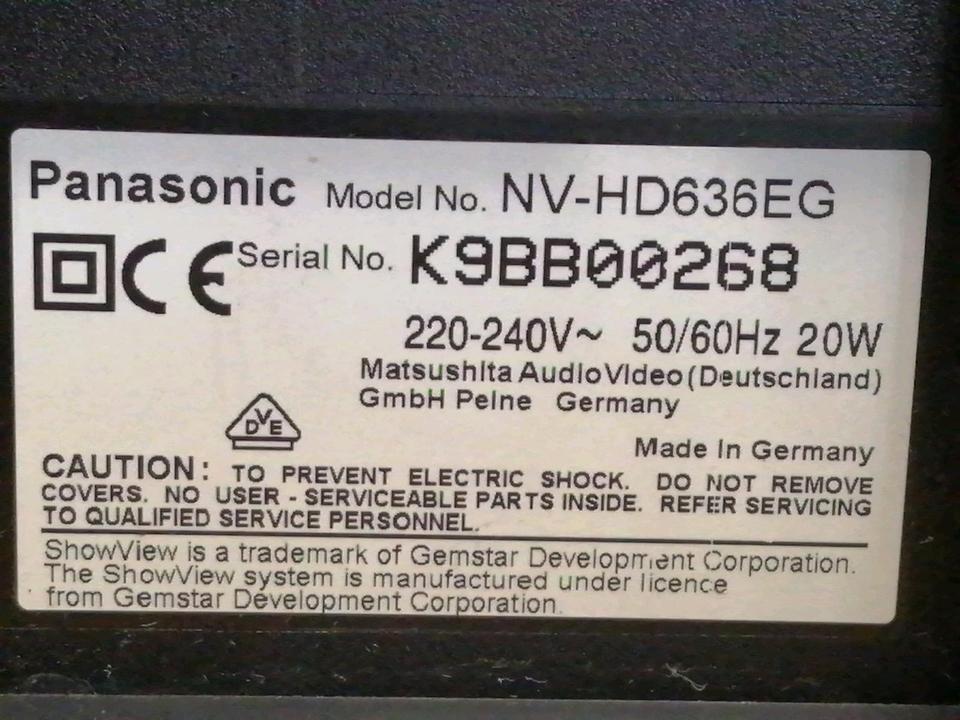 PANASONIC NV-HD636EG, Videorecorder, OHNE Fernbedienung!!