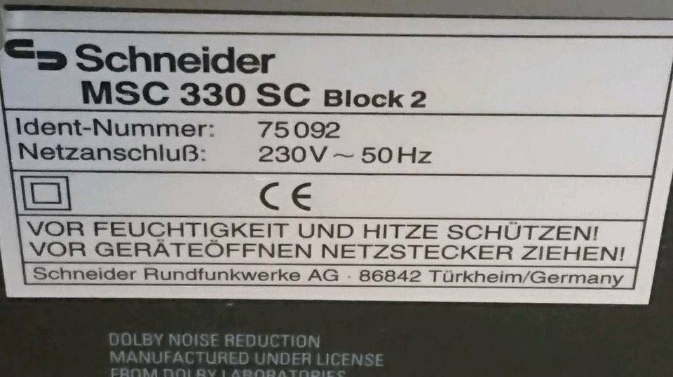 SCHNEIDER MSC 330 SC Block 2, Cassetten-Deck, DEFEKT!!