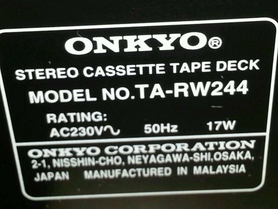 ONKYO TA-RW244; Stereo Cassetten Tape Deck, Doppel-Deck