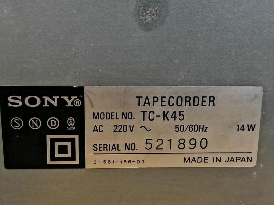 SONY TC-K45 Tapecorder/Cassetten-Deck, DEFEKT!!!