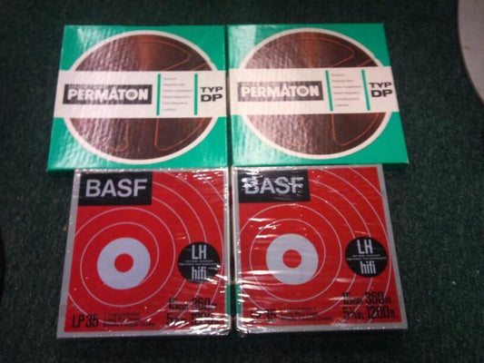 2 BASF LP 35, Langspielband+2 PERMATON Typ DP, Magnetband/NEU!