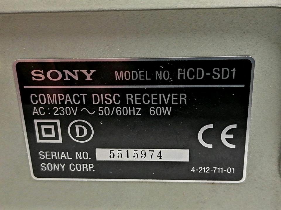 SONY HCD-SD1 CD-Receiver + MDS-SD1 MiniDisc-Deck, OHNE Boxen!!!