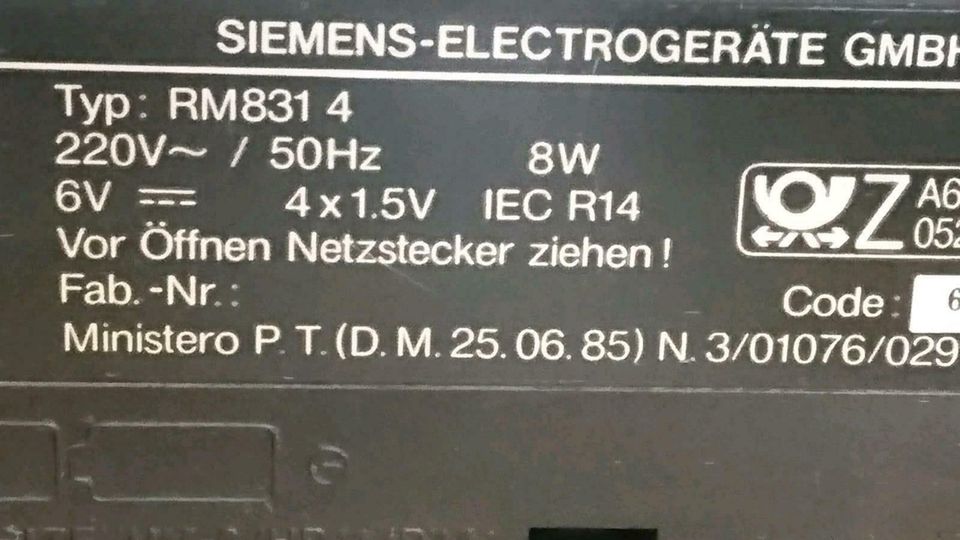 SIEMENS RM831 4 Radio-Cassetten-Recorder, funktioniert