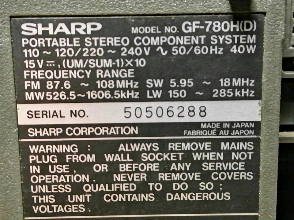 SHARP GF-780, Portable Stereo Component System, guter Zustand!!