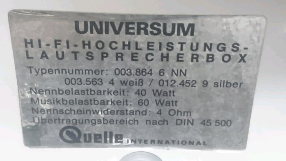 UNIVERSUM Typennr: 003.864 6 NN, 2 Lautsprecher!!!