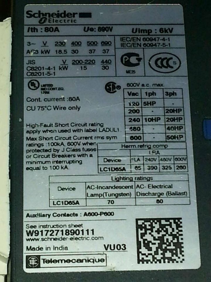 SCHNEIDER ELECTRIC LC1D65A; Schalter, NEU ohne OVP!