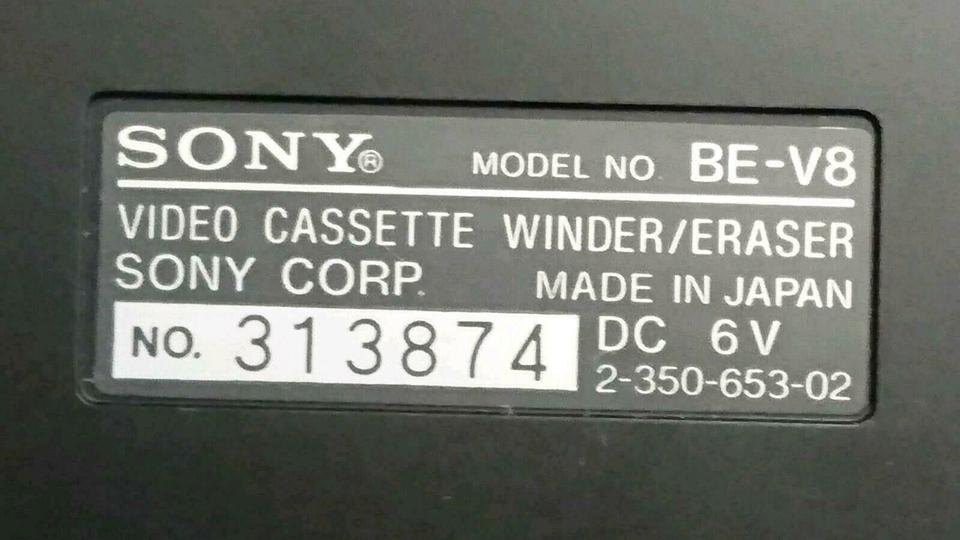 SONY BE-V8, Video Cassette Winder/Eraser mit Original-Adapter