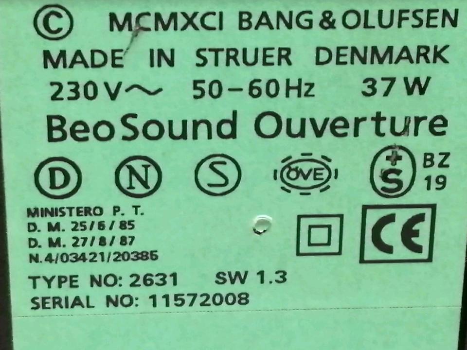 BANG & OLUFSEN BEOSOUND Ouverture, Type: 2631 SW 1.3