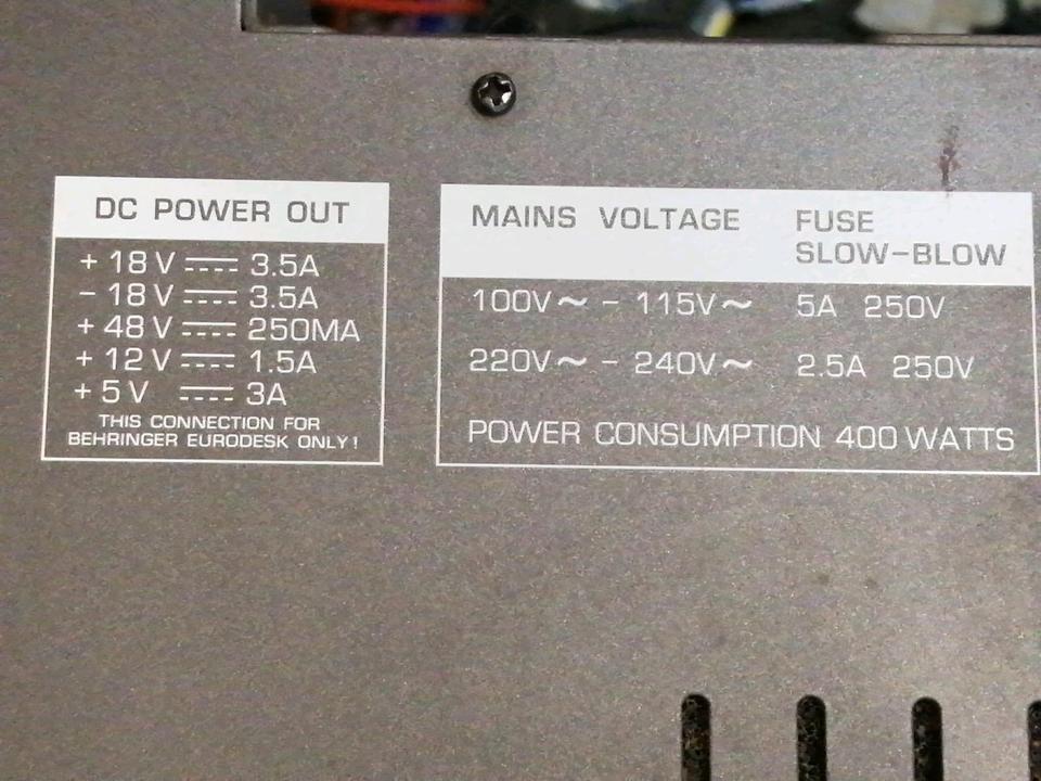 BEHRINGER Eurodesk MX-8000 Power Supply, guter Zustand!!