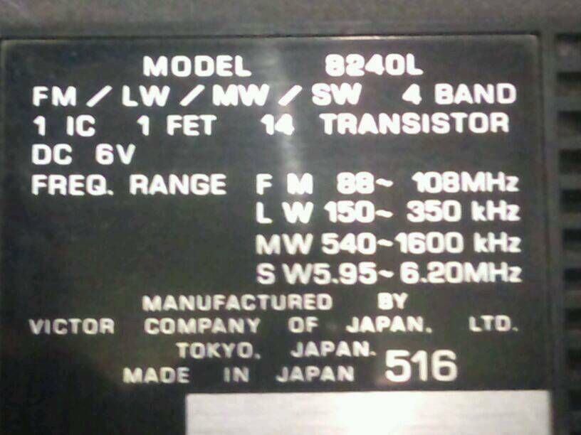 Radio JVC 8240L, 4 Band Transistor