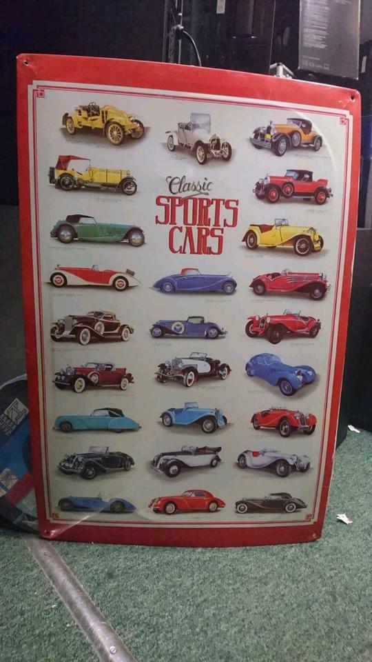 Metall-Schild: CLASSIC "SPORTS CARS", guter Zustand!