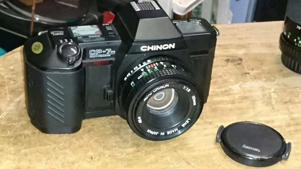 CHINON CP-7m + CHINON Auto S-380 + 2 Objektive, guter Zustand!