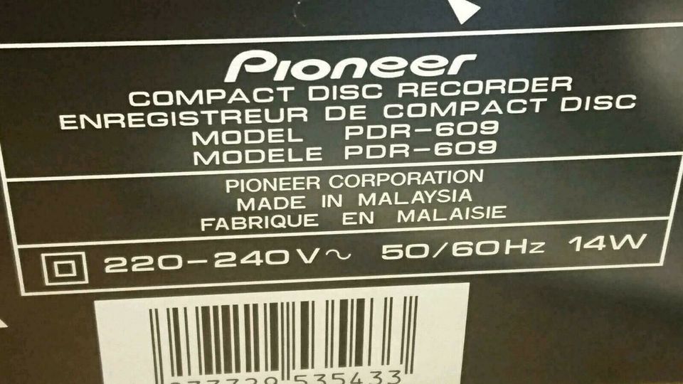 PIONEER Model: PDR-609, CD-Recorder, OHNE Fernbedienung!!