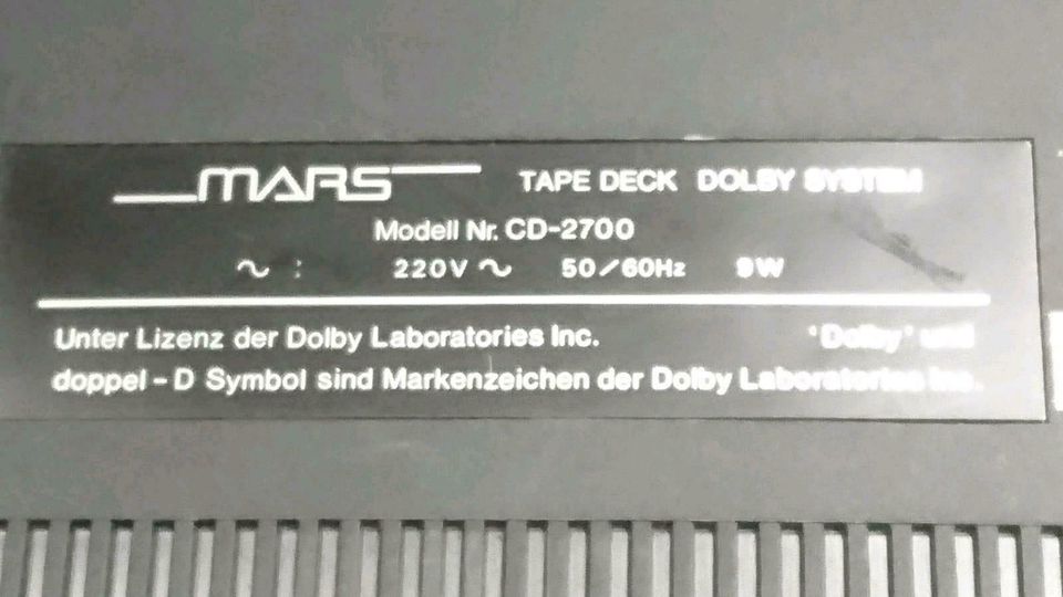 MARS CD-2700, Tape Deck Dolby System/Cassetten-Recorder