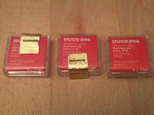 3 Plattenspieler-Nadeln HUCO 896; made in Schweiz NEU & OVP!!!