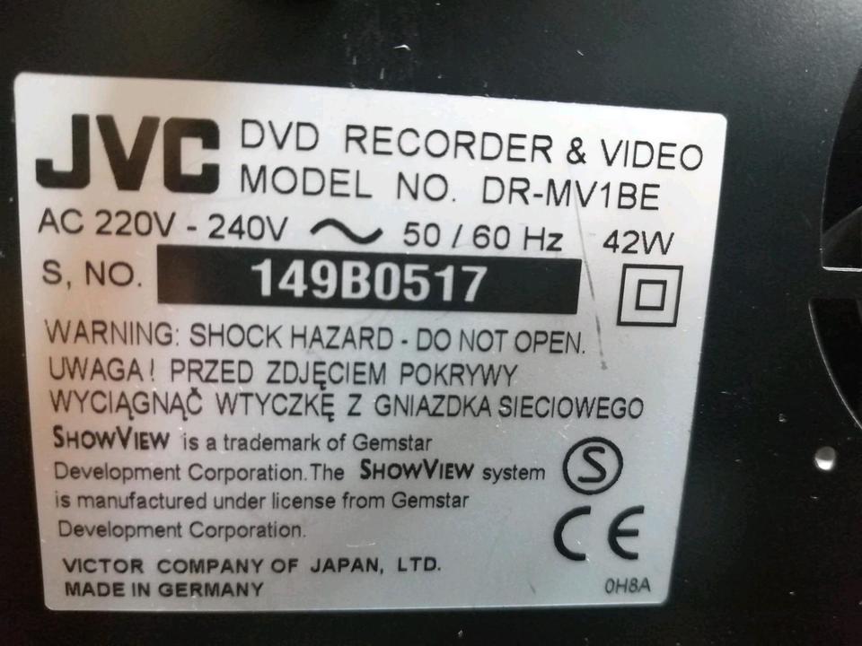 JVC DR-MV1BE, DVD-Recorder + VHS-Videorecorder!!